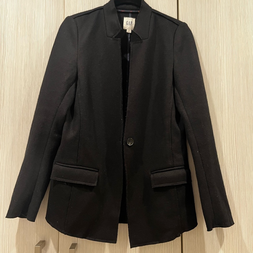 MEN'S‎ SALE GAP Wool Blazer Black Stand Collar Raw Edge Men's XS
